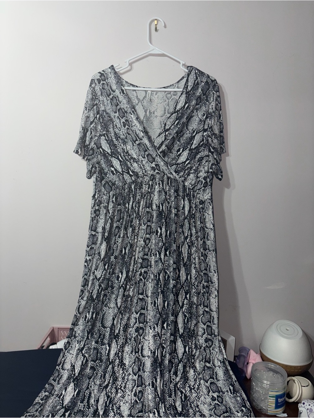 Snakeskin Print Faux Nursing  Midi Dress